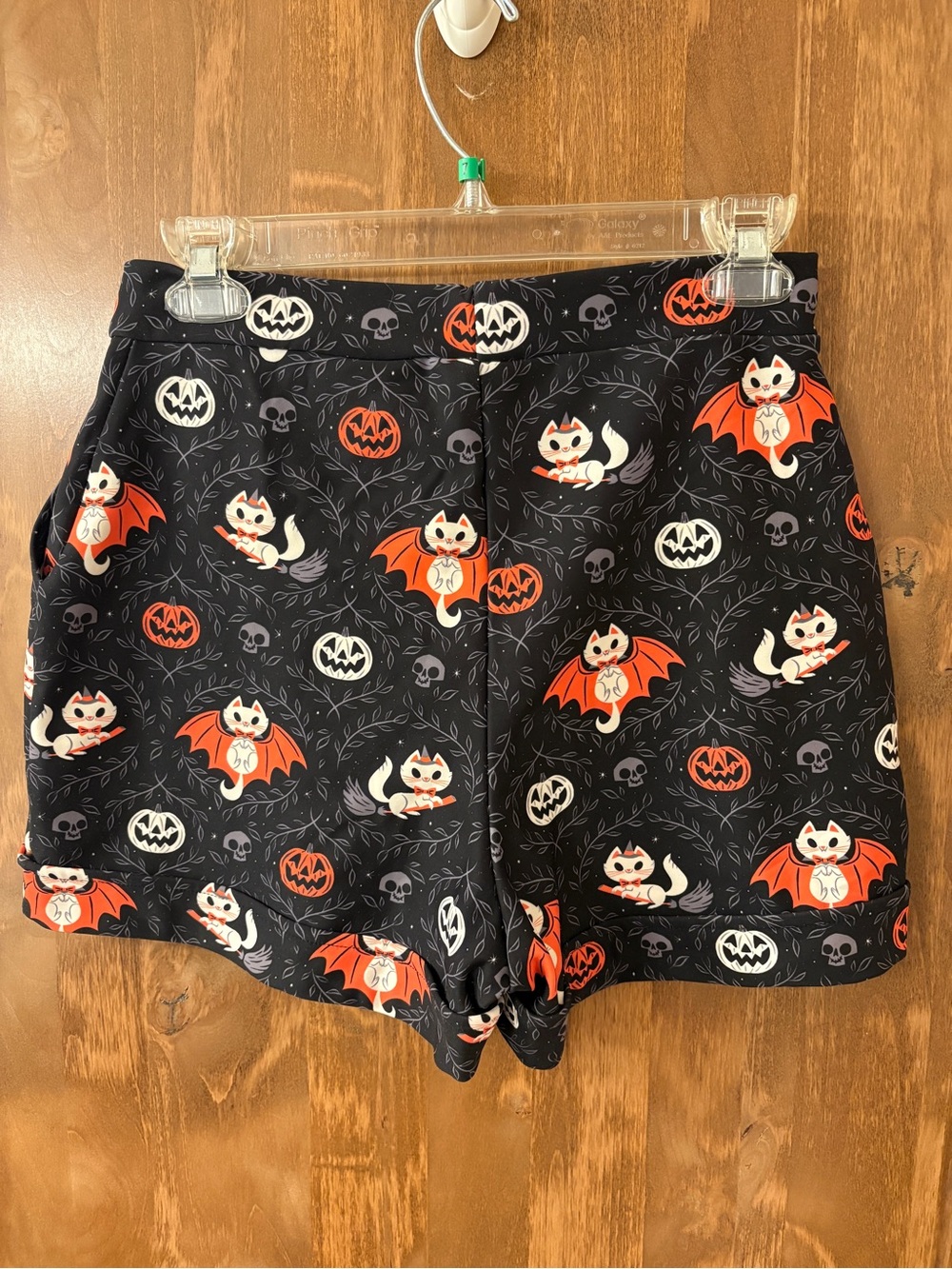 BlackMilk Spooky Feline Cuffed Shorts - Picture 3 of 5